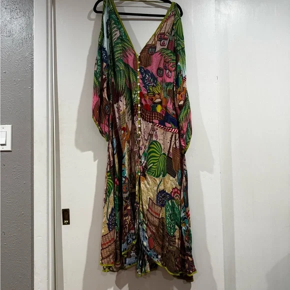 Farm Rio V-Neck Cold Shoulder Midi Dress - Picture 1 of 4